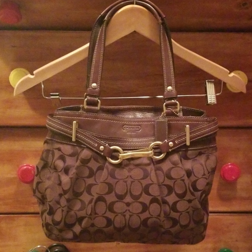 Brown Coach Signature medium bag
